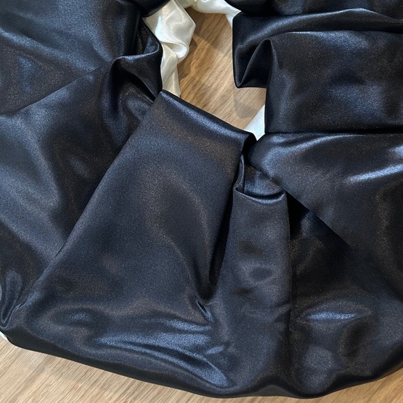Black & White Satin Scrunchie / Croissant Scarf Bag - Picture 7 of 10